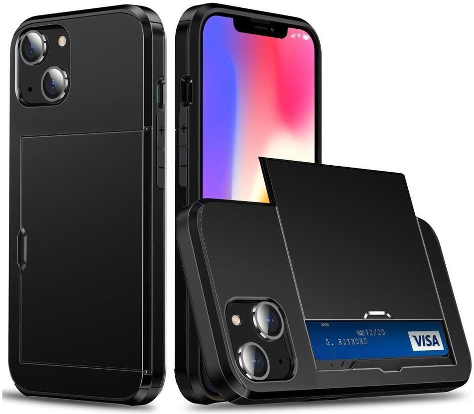 Apple iPhone 14 Hoesje met Kaart Houder Back Cover Zwart afbeelding 1