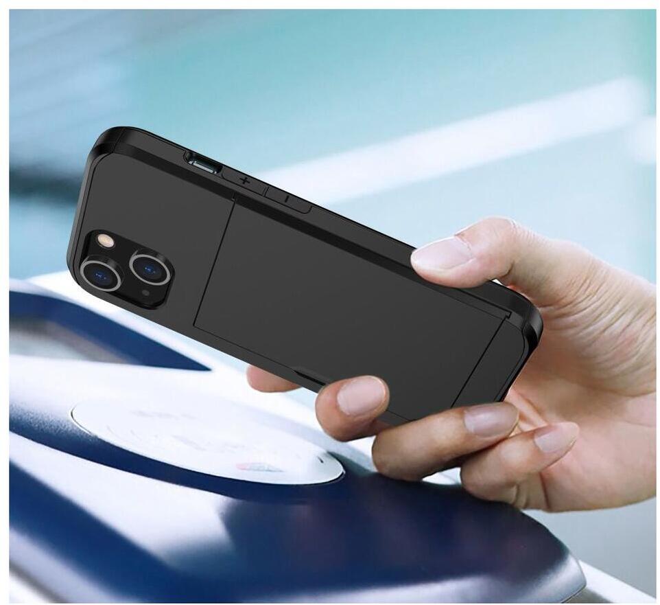 Apple iPhone 14 Hoesje met Kaart Houder Back Cover Zwart afbeelding 17