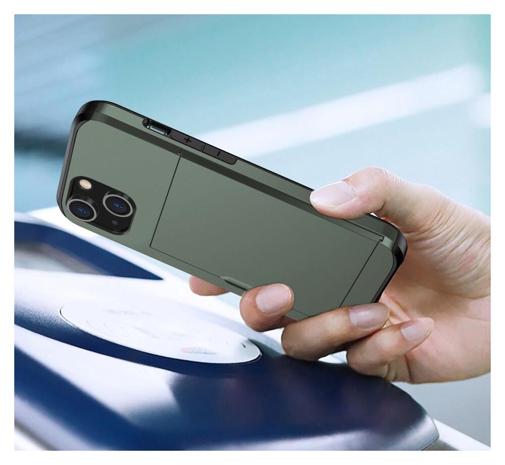 Apple iPhone 14 Hoesje met Kaart Houder Back Cover Groen afbeelding 15