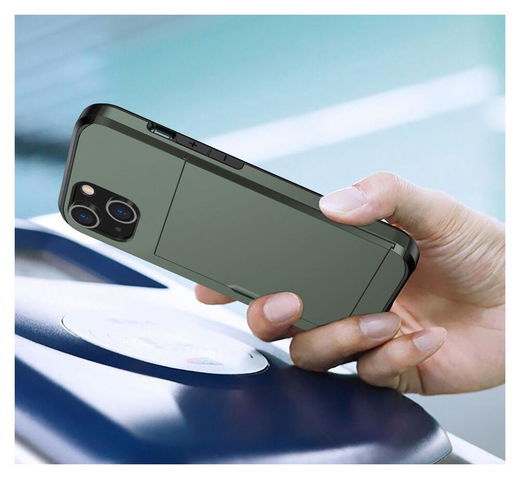 Apple iPhone 14 Hoesje met Kaart Houder Back Cover Groen afbeelding 15