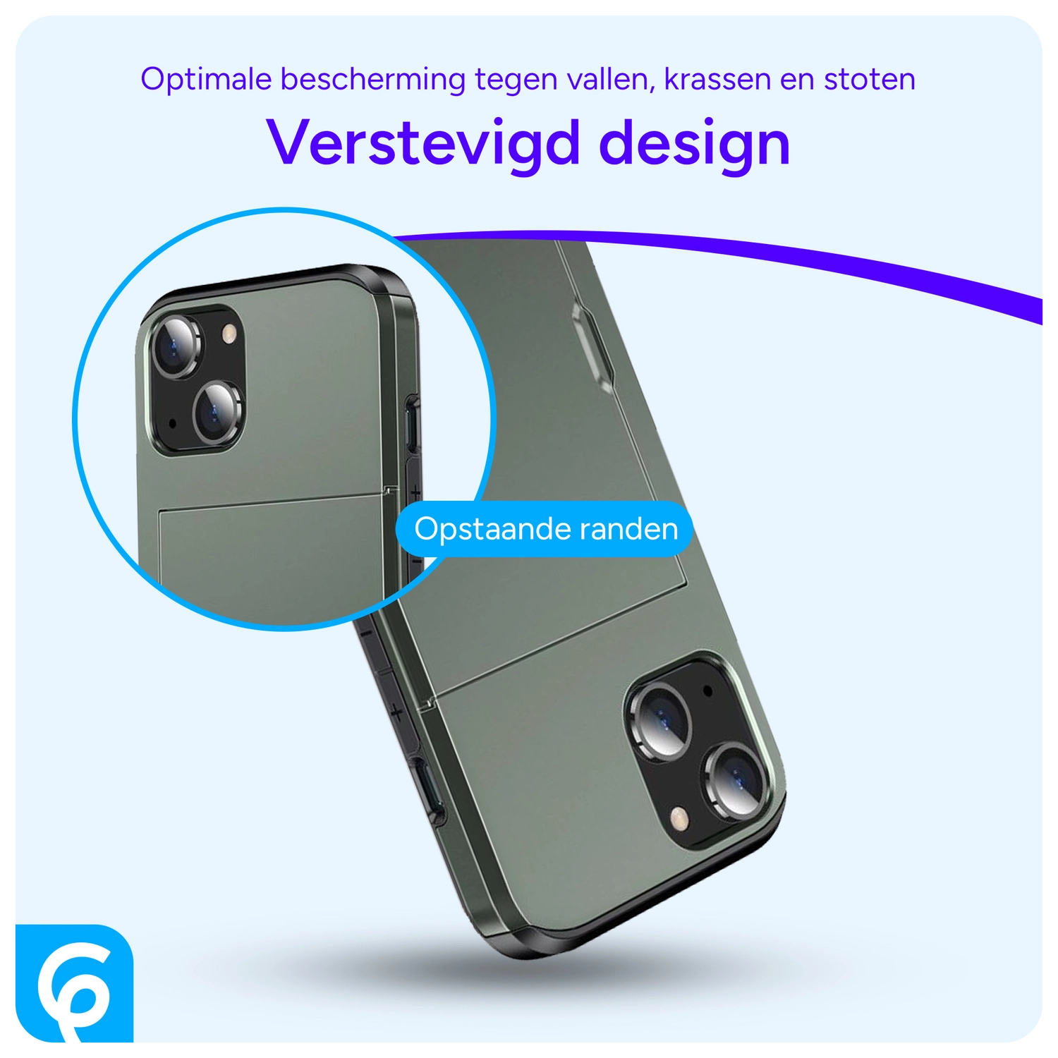 Apple iPhone 14 Hoesje met Kaart Houder Back Cover Groen afbeelding 4