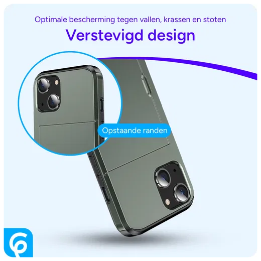 Apple iPhone 14 Hoesje met Kaart Houder Back Cover Groen afbeelding 4