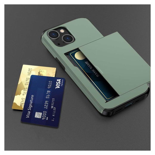 Apple iPhone 14 Hoesje met Kaart Houder Back Cover Groen afbeelding 17