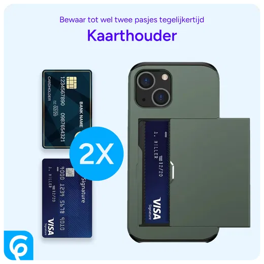 Apple iPhone 14 Hoesje met Kaart Houder Back Cover Groen afbeelding 10