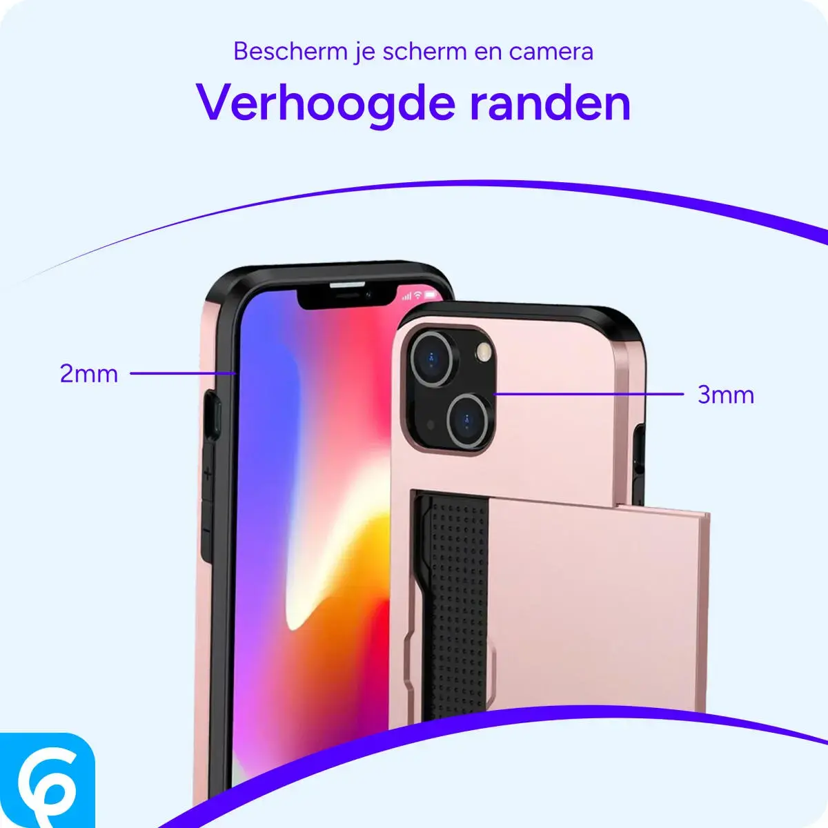 Apple iPhone 14 Hoesje met Kaart Houder Back Cover Roze Goud afbeelding 8
