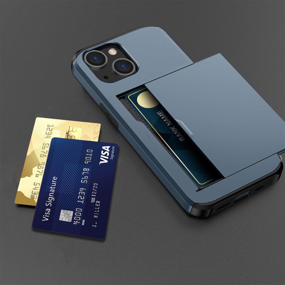 Apple iPhone 14 Hoesje met Kaart Houder Back Cover Blauw afbeelding 19