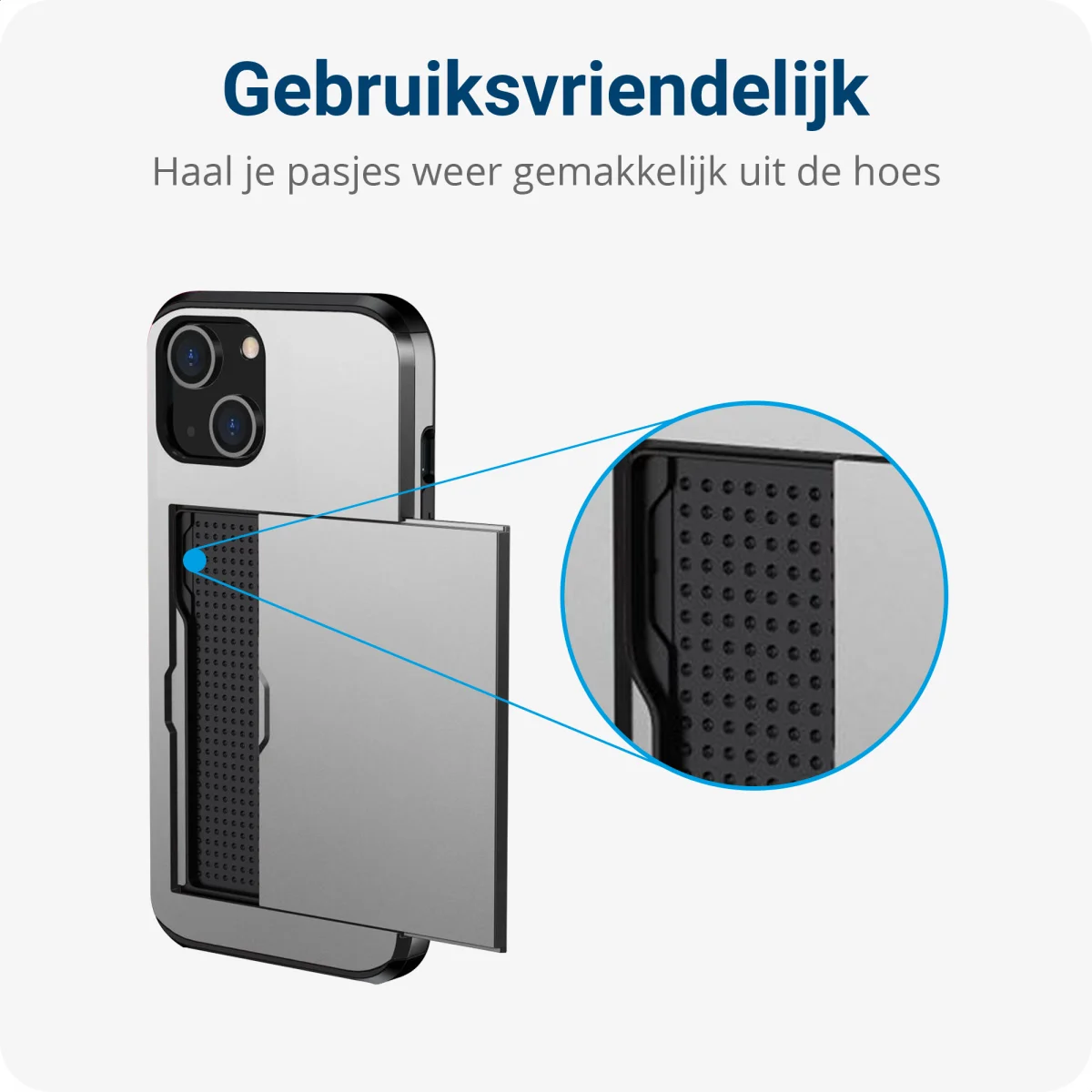 Apple iPhone 14 Hoesje met Kaart Houder Back Cover Grijs afbeelding 13