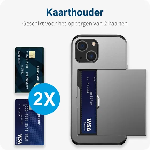 Apple iPhone 14 Hoesje met Kaart Houder Back Cover Grijs afbeelding 4