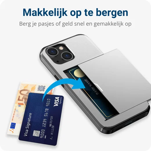 Apple iPhone 14 Hoesje met Kaart Houder Back Cover Grijs afbeelding 8