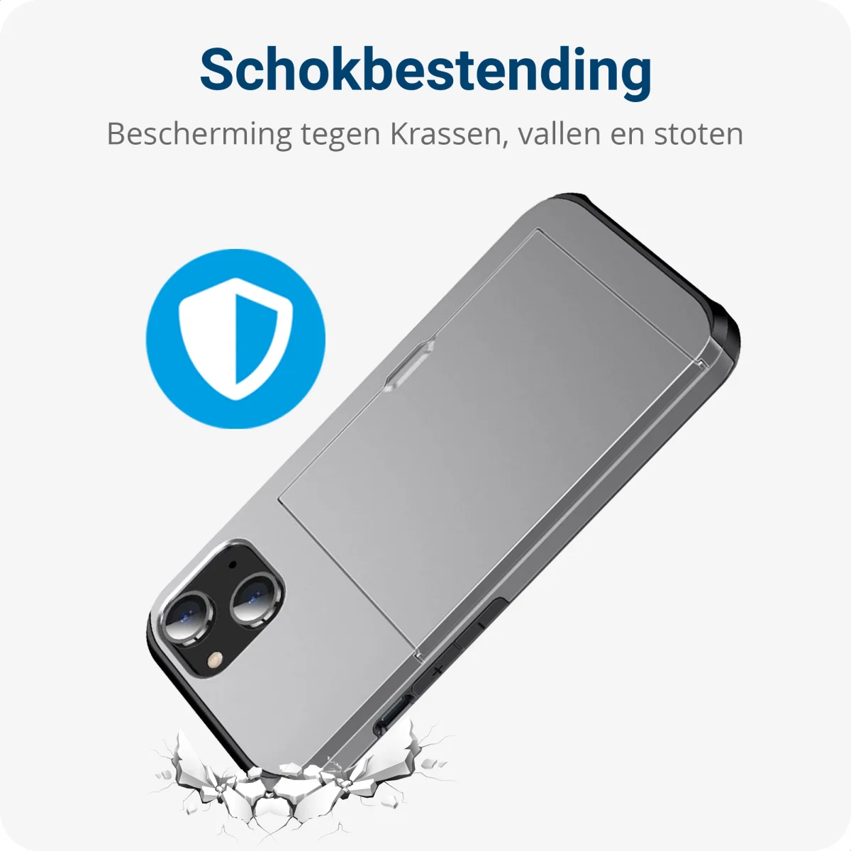 Apple iPhone 14 Hoesje met Kaart Houder Back Cover Grijs afbeelding 10