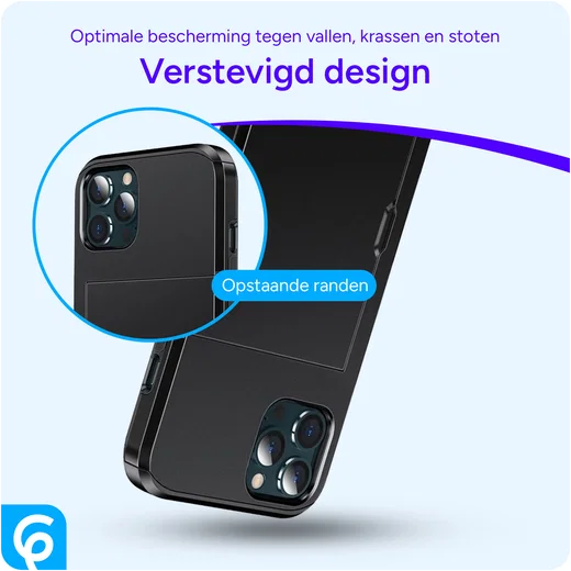 Apple iPhone 14 Pro Hoesje met Kaart Houder Back Cover Zwart afbeelding 4