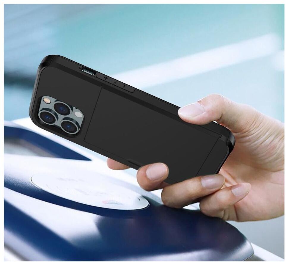 Apple iPhone 14 Pro Hoesje met Kaart Houder Back Cover Zwart afbeelding 16