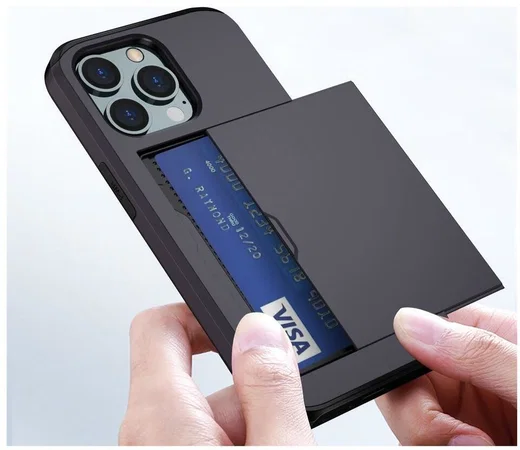 Apple iPhone 14 Pro Hoesje met Kaart Houder Back Cover Zwart afbeelding 17