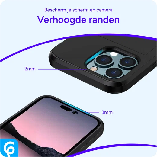 Apple iPhone 14 Pro Hoesje met Kaart Houder Back Cover Zwart afbeelding 8