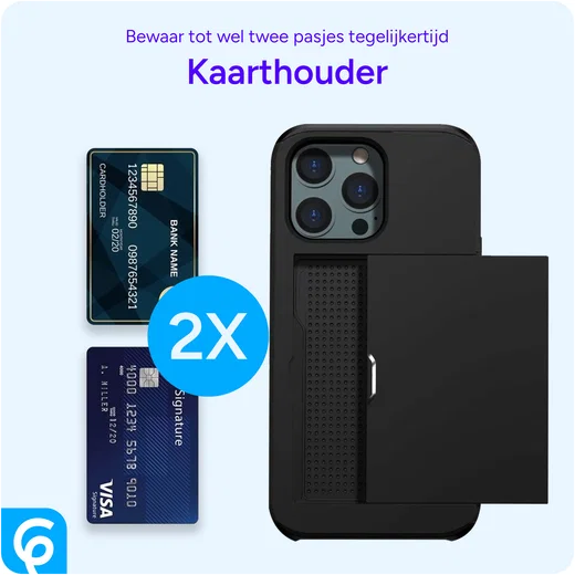 Apple iPhone 14 Pro Hoesje met Kaart Houder Back Cover Zwart afbeelding 11
