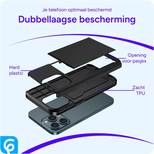 Apple iPhone 14 Pro Hoesje met Kaart Houder Back Cover Zwart afbeelding 12