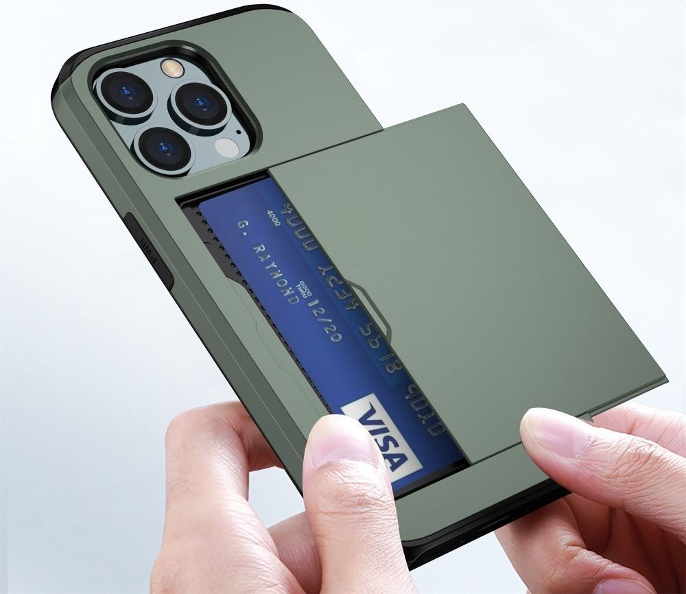 Apple iPhone 14 Pro Hoesje met Kaart Houder Back Cover Groen afbeelding 19