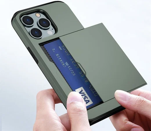 Apple iPhone 14 Pro Hoesje met Kaart Houder Back Cover Groen afbeelding 19