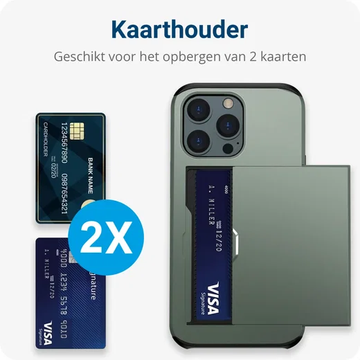 Apple iPhone 14 Pro Hoesje met Kaart Houder Back Cover Groen afbeelding 5