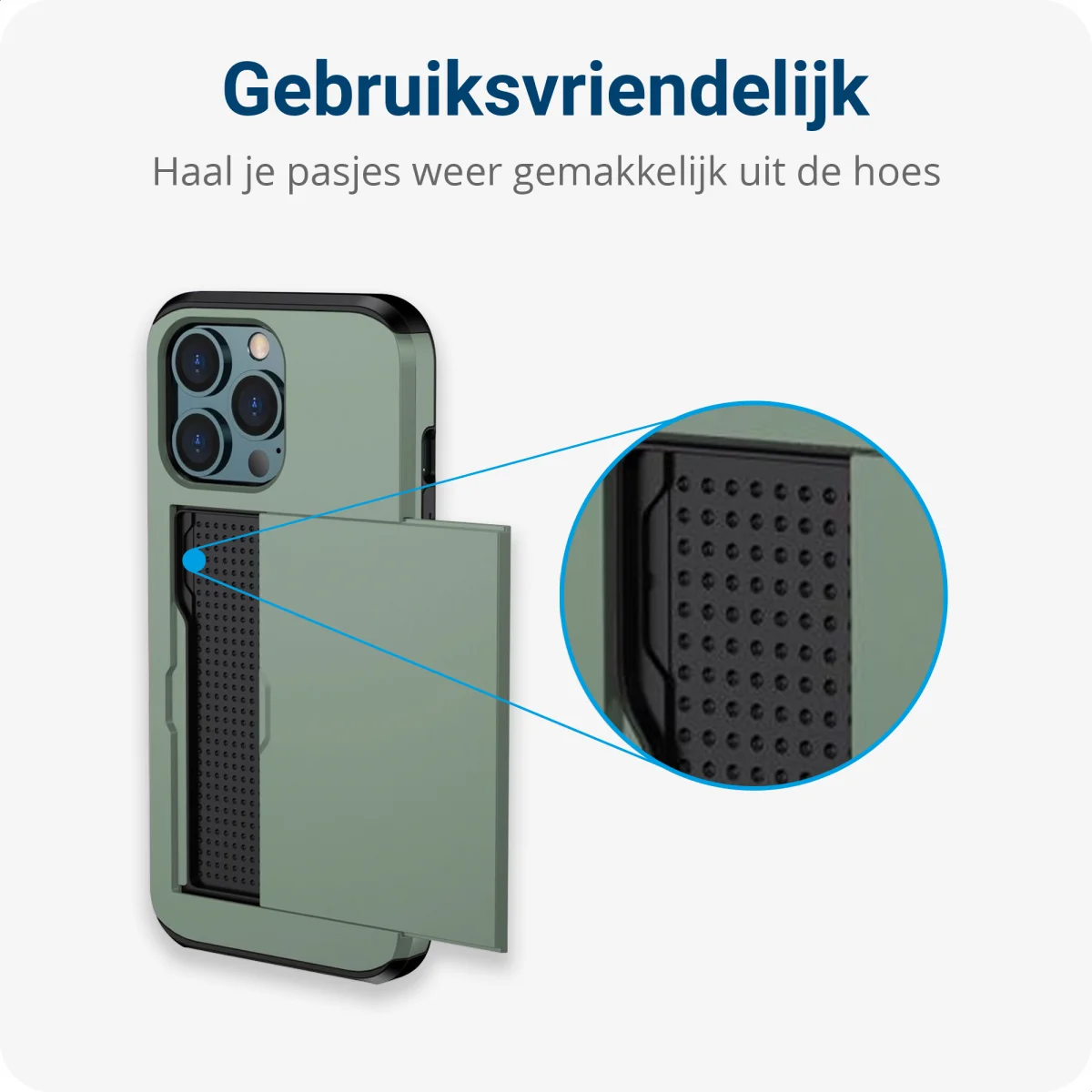 Apple iPhone 14 Pro Hoesje met Kaart Houder Back Cover Groen afbeelding 15
