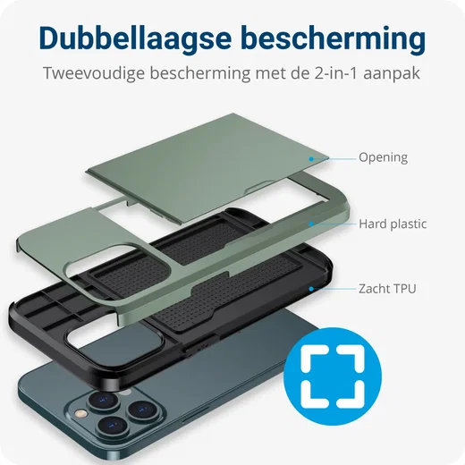 Apple iPhone 14 Pro Hoesje met Kaart Houder Back Cover Groen afbeelding 6