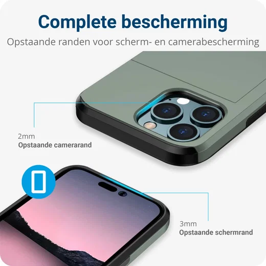 Apple iPhone 14 Pro Hoesje met Kaart Houder Back Cover Groen afbeelding 8