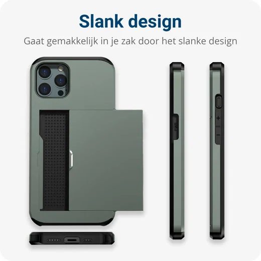 Apple iPhone 14 Pro Hoesje met Kaart Houder Back Cover Groen afbeelding 14