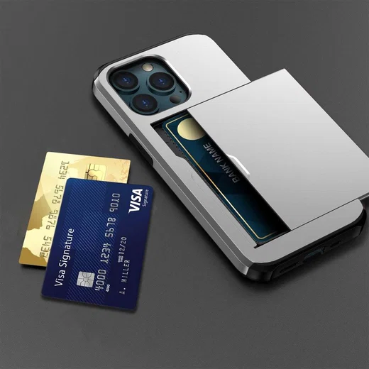 Apple iPhone 14 Pro Hoesje met Kaart Houder Back Cover Grijs afbeelding 21