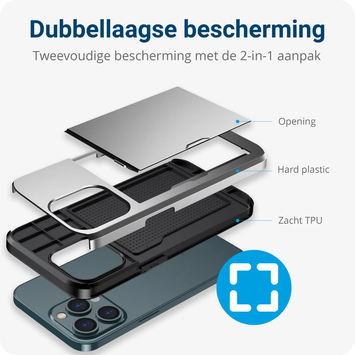 Apple iPhone 14 Pro Hoesje met Kaart Houder Back Cover Grijs afbeelding 6