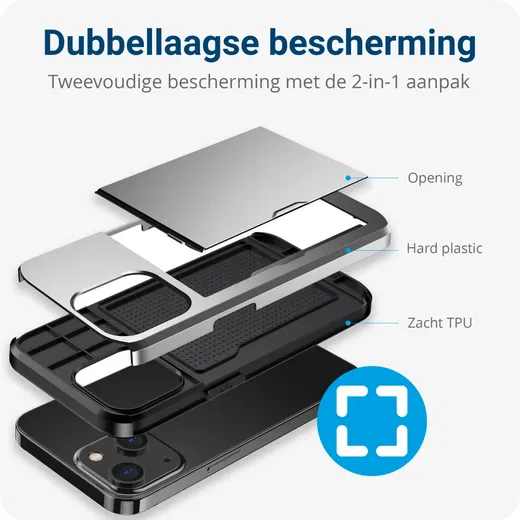 Apple iPhone 14 Plus Hoesje met Kaart Houder Back Cover Grijs afbeelding 5