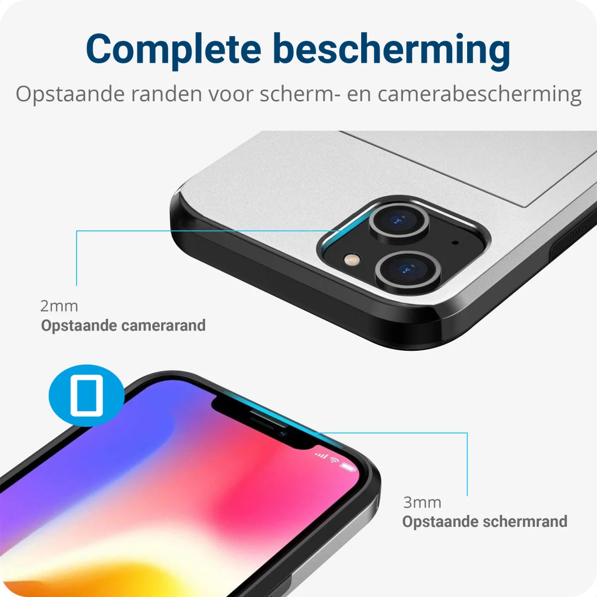 Apple iPhone 14 Plus Hoesje met Kaart Houder Back Cover Grijs afbeelding 6