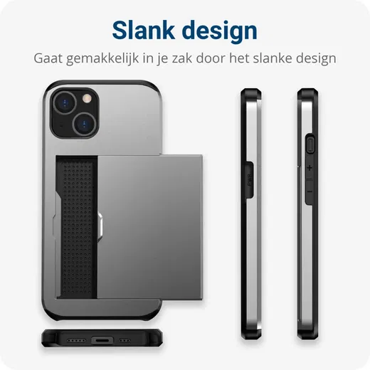 Apple iPhone 14 Plus Hoesje met Kaart Houder Back Cover Grijs afbeelding 12
