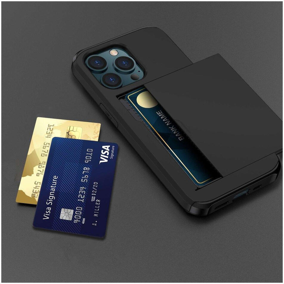 Apple iPhone 14 Pro Max Hoesje met Kaart Houder Back Cover Zwart afbeelding 21