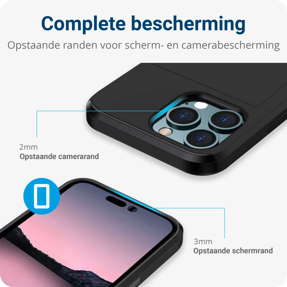 Apple iPhone 14 Pro Max Hoesje met Kaart Houder Back Cover Zwart afbeelding 8