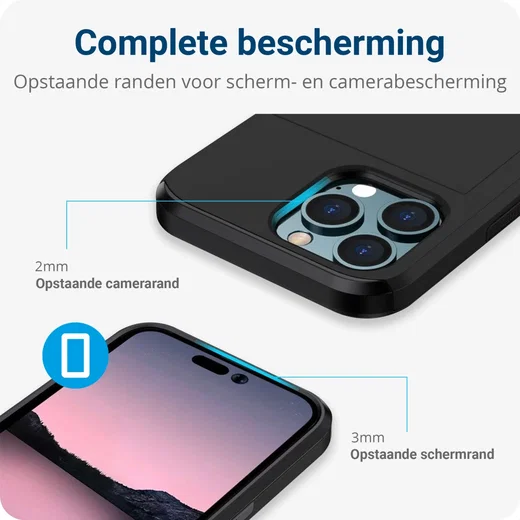 Apple iPhone 14 Pro Max Hoesje met Kaart Houder Back Cover Zwart afbeelding 8
