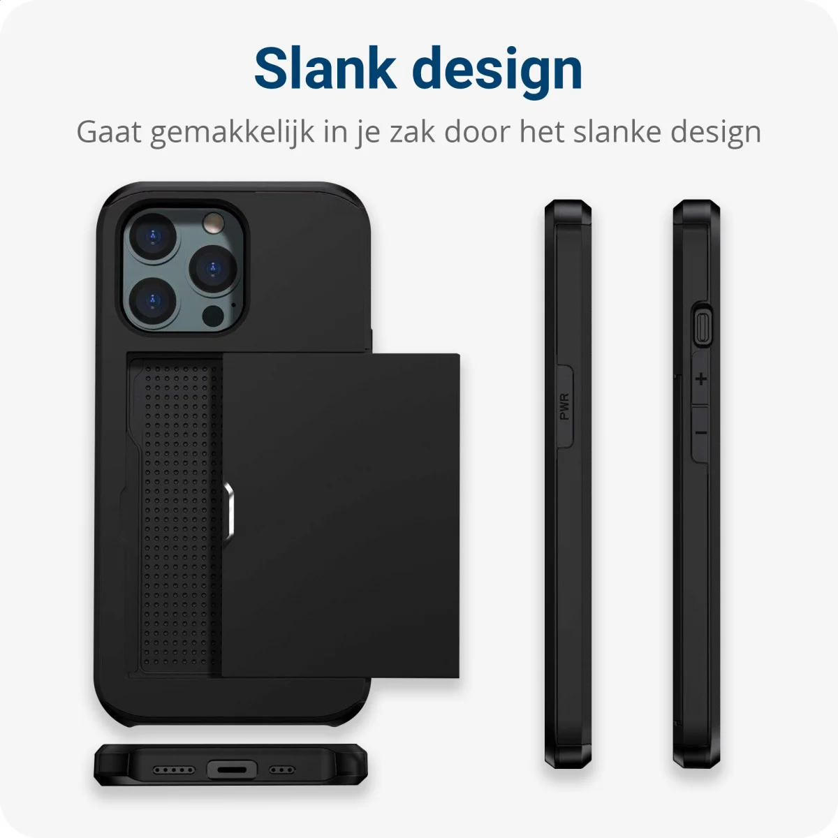 Apple iPhone 14 Pro Max Hoesje met Kaart Houder Back Cover Zwart afbeelding 12