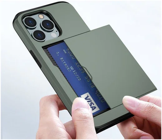 Apple iPhone 14 Pro Max Hoesje met Kaart Houder Back Cover Groen afbeelding 18