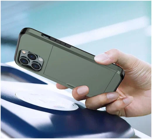 Apple iPhone 14 Pro Max Hoesje met Kaart Houder Back Cover Groen afbeelding 19