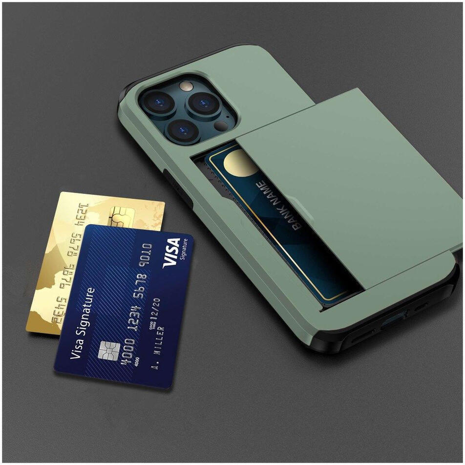 Apple iPhone 14 Pro Max Hoesje met Kaart Houder Back Cover Groen afbeelding 21