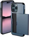 Apple iPhone 14 Pro Max Hoesje met Kaart Houder Back Cover Blauw