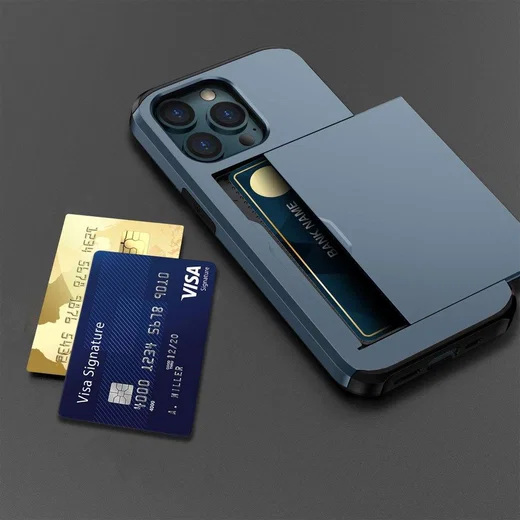 Apple iPhone 14 Pro Max Hoesje met Kaart Houder Back Cover Blauw afbeelding 20