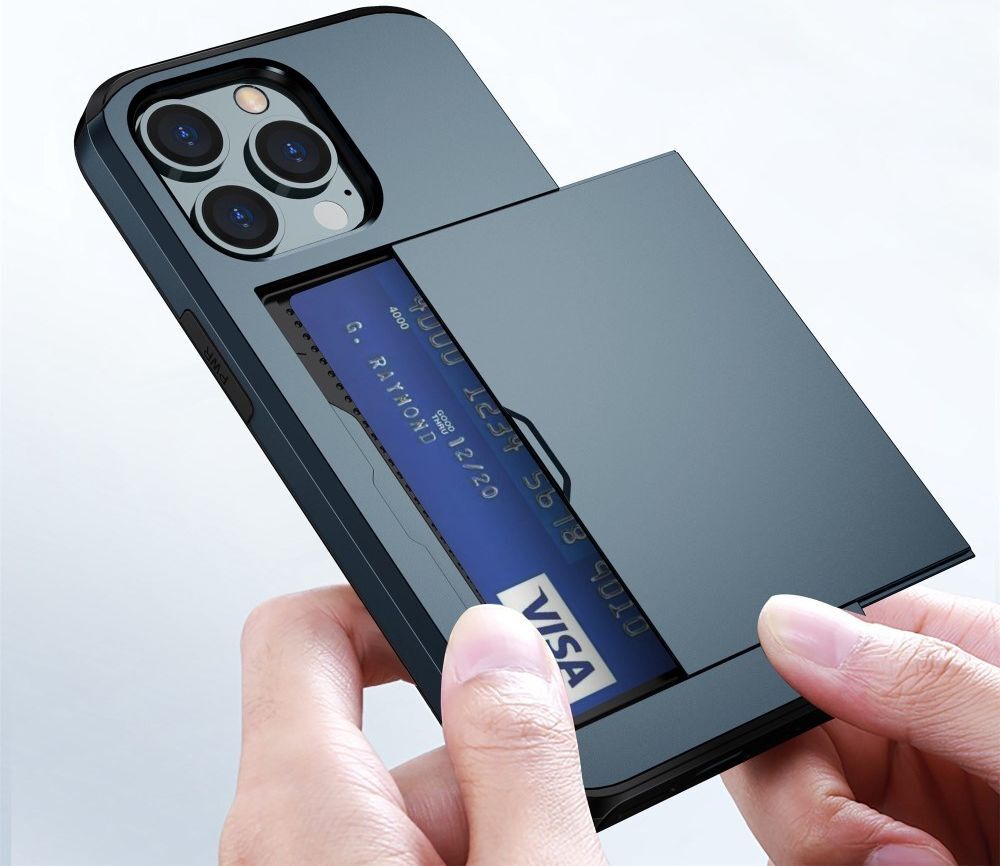 Apple iPhone 14 Pro Max Hoesje met Kaart Houder Back Cover Blauw afbeelding 17