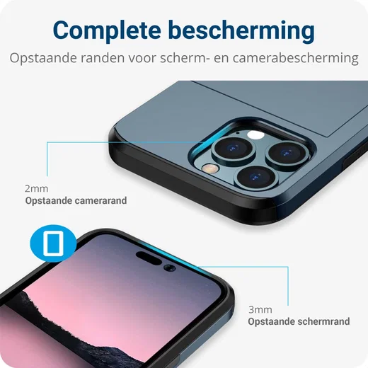 Apple iPhone 14 Pro Max Hoesje met Kaart Houder Back Cover Blauw afbeelding 8