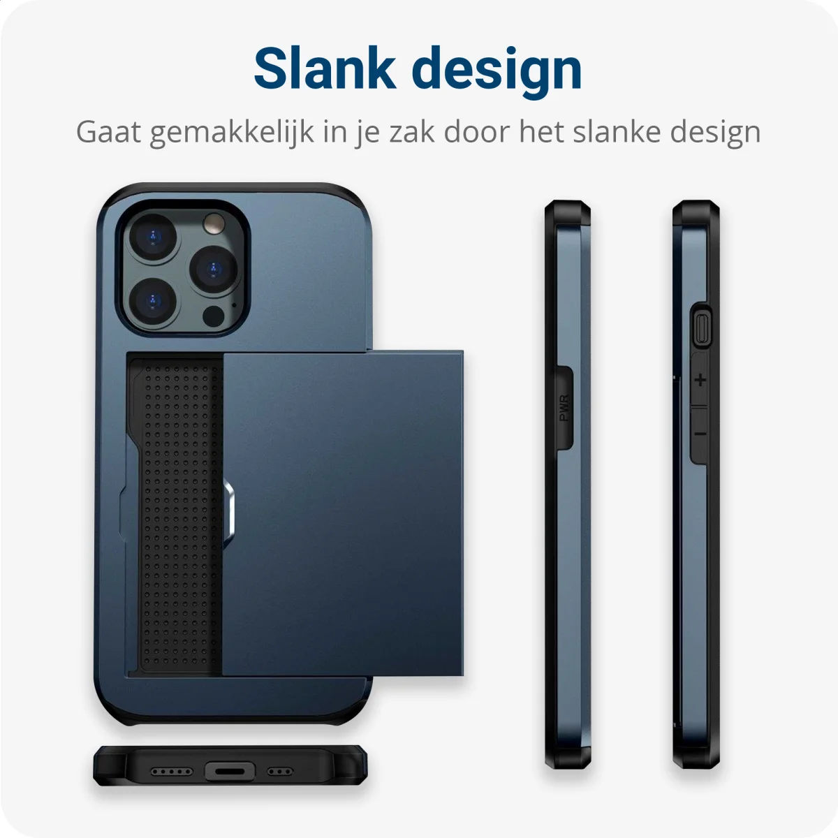 Apple iPhone 14 Pro Max Hoesje met Kaart Houder Back Cover Blauw afbeelding 12