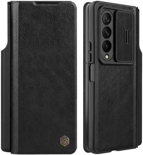 Nillkin Qin Pro Samsung Galaxy Z Fold 4 Hoesje met Camera Slider Zwart afbeelding 2