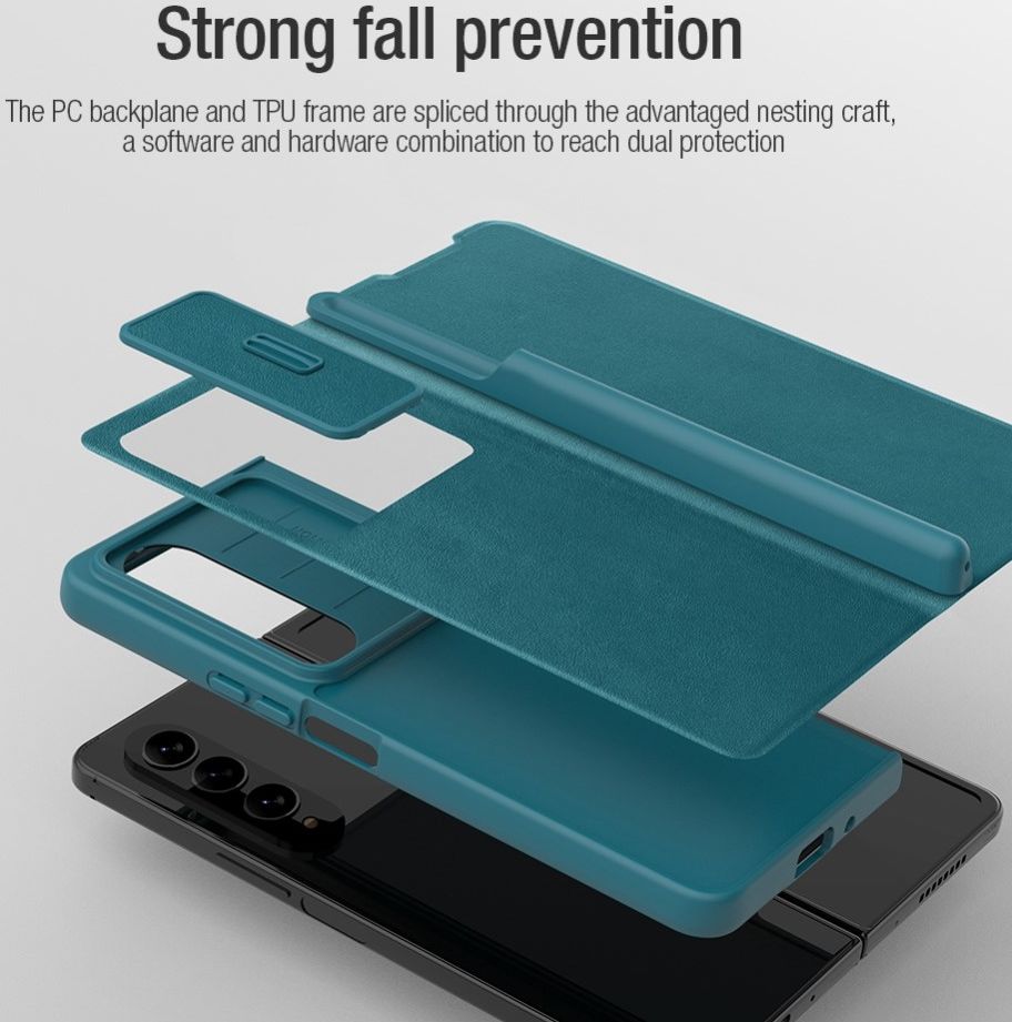 Nillkin Qin Pro Samsung Galaxy Z Fold 4 Hoesje met Camera Slider Zwart afbeelding 5