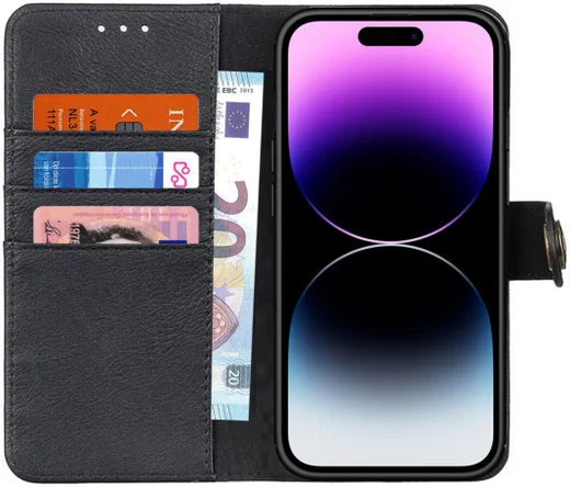 KHAZNEH Apple iPhone 14 Pro Hoesje Portemonnee Book Case Zwart afbeelding 1