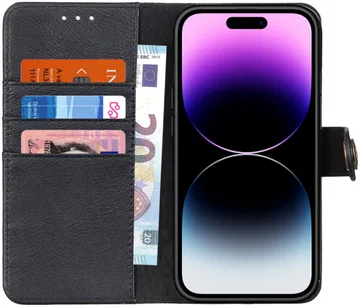 KHAZNEH Apple iPhone 14 Pro Hoesje Portemonnee Book Case Zwart