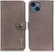 KHAZNEH Apple iPhone 14 Hoesje Portemonnee Book Case Kunstleer Khaki afbeelding 2