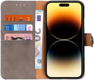 KHAZNEH Apple iPhone 14 Pro Max Hoesje Portemonnee Book Case Khaki